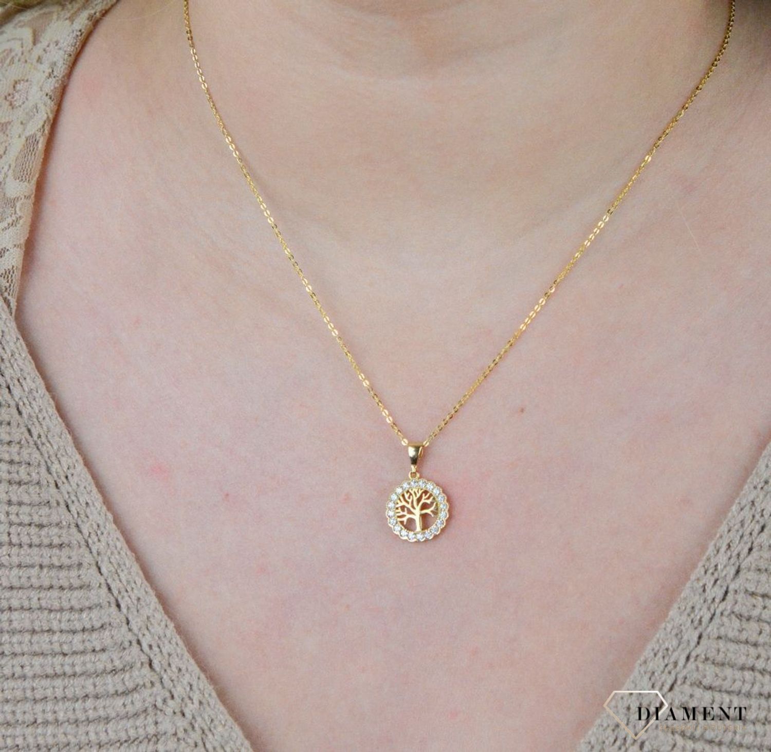 Złota zawieszka 585 drzewko szczęścia z cyrkoniami ZA 4660 585.jpg